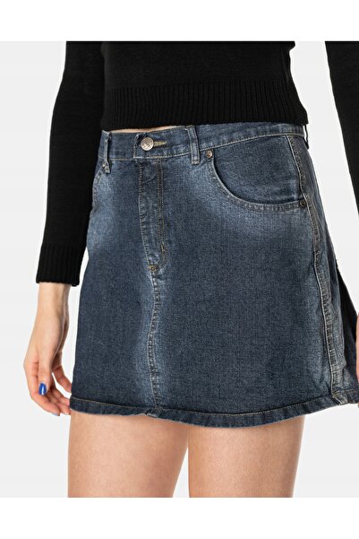 NO BRAND Fustă scurtă de damă din denim 5074-02 R 82 cm
