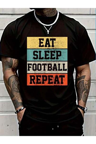 LİNA06 تي شيرت مطبوع عليه 100% قطن Eat Sleep Retriat Love Football Vintage Gi...