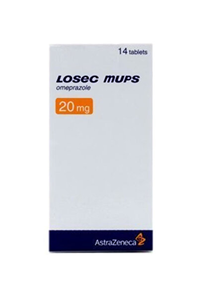AstraZeneca Losec Mups to Treat Duodenal Ulcer, 20 Mg - 14 Tablets