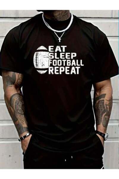 LİNA06 تي شيرت مطبوع عليه 100% قطن Eat Sleep Retriat Love Football Vintage Gi...