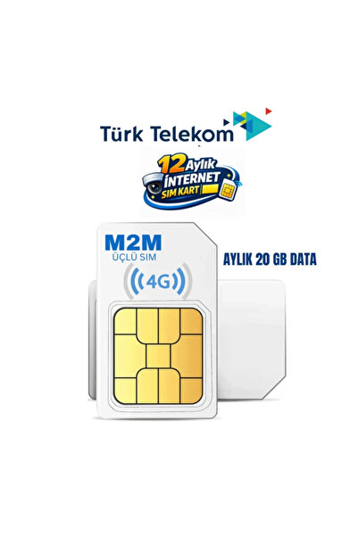 Türk Telekom 20GB Aylık Data Hattı – 12 Ay Geçerli SIM Kart, 4G LTE Mobil İnt...