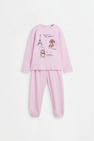 LEFTIES Baskılı uzun pijama takımı