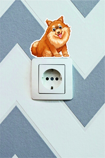 4'lü Köpek Priz Üstü Etiket Seti | Kendinden Yapışkanlı Dekoratif Priz Sticker | Çocuk Odası ve Ev Dekoru