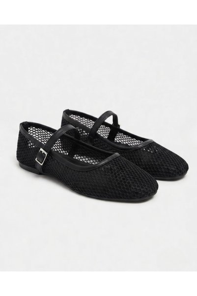 Enes Ayakkabıcılık Women's Mesh Safety Toe Cap Casual Comfortable Ballerina Shoes