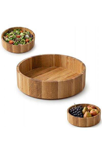 peewit Bol din lemn de stejar masiv, 32,5 cm, pentru fructe, salate, nuci, ulei.