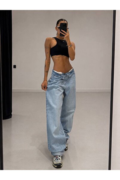 DENİKK Trend Special Design Wide-Leg Denim Jeans with Adjustable Waist – Excl...