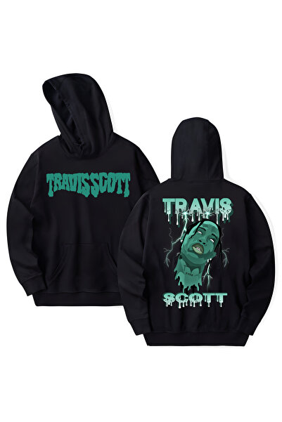 STİL-X Travis Scott Printed Cotton Long Sleeve Hooded Sweatshirt with 3 Yarns
