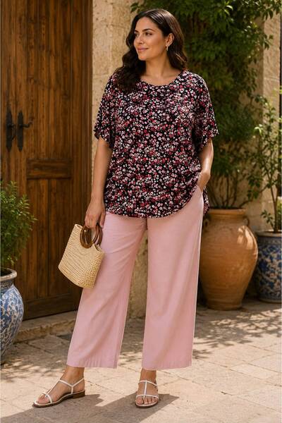 TUSSE Elegant Viscose Combed Cotton Women's Collar Printed Patterned Viscose ...