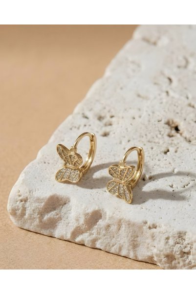 ILSA Stone-Encrusted Butterfly Figured Hoop Earrings