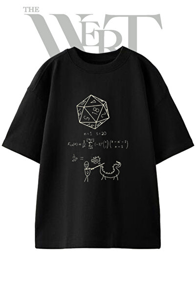 THEWERT D20 Rpg Design Printed Unisex Black Oversize T-Shirt
