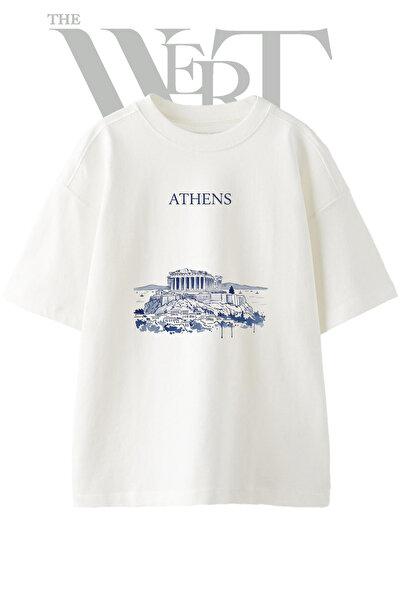 THEWERT Μπλουζάκι Parthenon Athens Design με στάμπα Unisex Λευκό Oversize