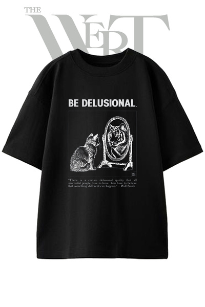 THEWERT Mačka Ogledalo Tigar Dizajn Tiskana Unisex Crna Oversize Majica