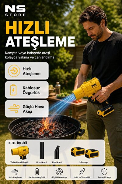 NS Store 20V Çift Bataryalı Kablosuz Turbo Hava ve Yaprak Üfleyici Makinesi Toz Su Araç Kurutma