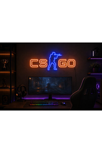 Prime Neon CS GO Neon Tabela Oyun Odası Dekoru Gamer Hediyesi Dekoratif Aydın...