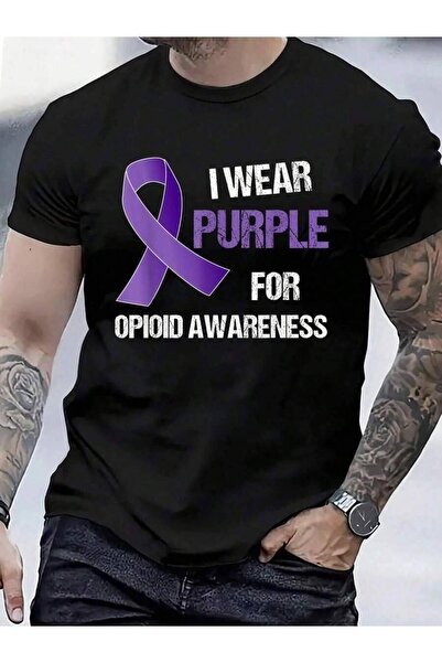 9JY تي شيرت من القطن بنسبة 100% بتصميم I Wear Purple For T-Shirt للرجال والنس...