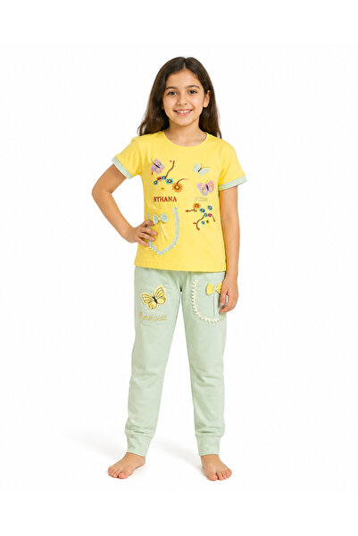 MADE Girls' Butterfly Printed T-Shirt and Trousers Set