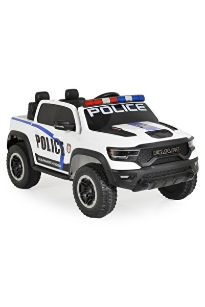 RAM Mașină Electrică Poliție Mammoth 1000 White, 2 Motoare 35W, Telecomandă, ...