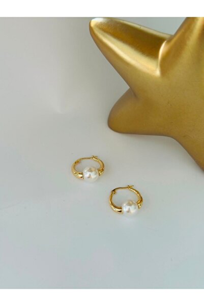 BYYEŞO Pearl Detail Steel Hoop Earrings