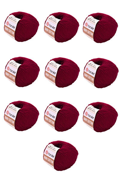 Yarnart Baby Cotton 10 Pieces Hand Knitting Yarn (428 Burgundy) 50% Cotton 50...