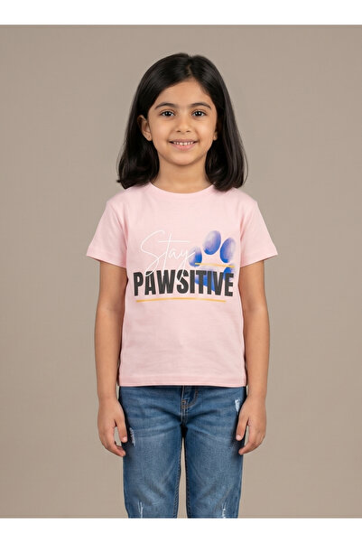 Babyqlo Girls Stay Pawsitive Pink T-Shirt