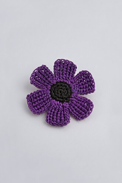 Milleniva Flower Bag Ornament Purple Hand Knitted Charm