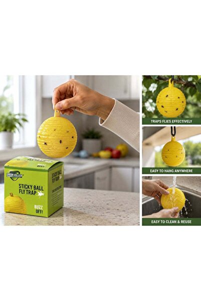 green killer Sticky Ball Fly Trap – Hanging Reusable Insects Catcher for Flie...