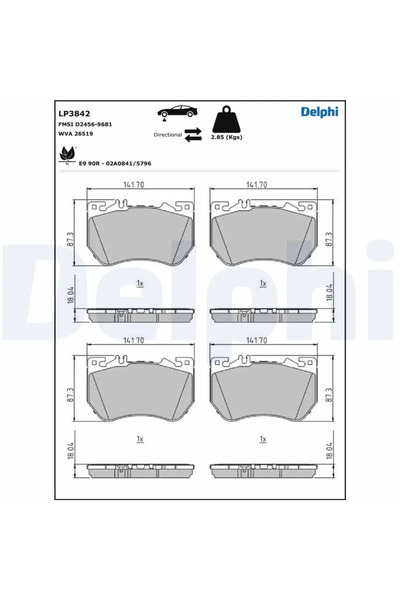 DELPHİ Set Placute Frana Frana Disc Mercedes-Benz C-Class/Cle/E-Class 2021-2024