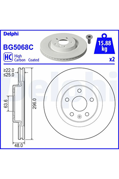 DELPHİ Set Discuri Frana Volvo XC40 Volvo Asia XC40 2017-2023