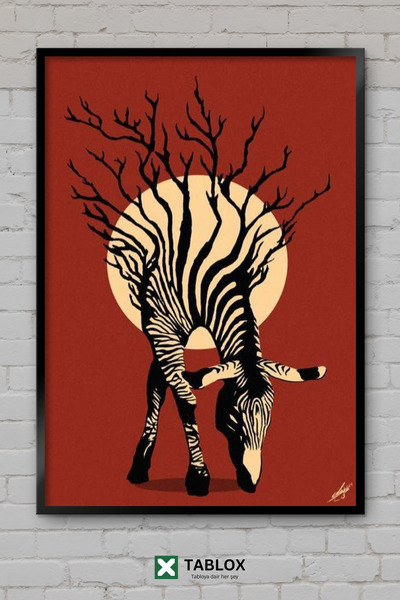 TABLOX Zebra Design abstract, estetic, minim, tablou decorativ din MDF cu ram...