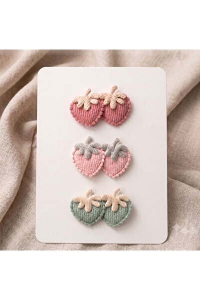 Jeevee 3-Piece Soft Textured Double Strawberry Hair-Free Baby Hair Clip Set