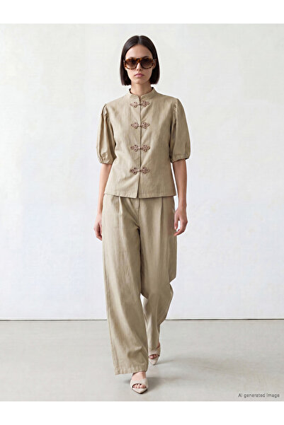 LC Waikiki Brown Loose Fit Wide Leg Women's Pleated Trousers