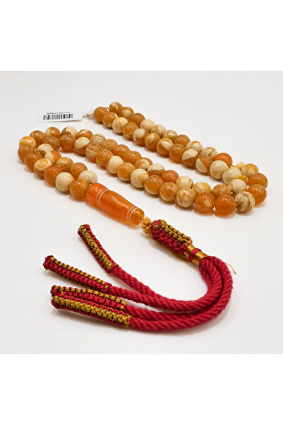 Generic Brand Tripoli Amber Rosary – 66 Beads 8.5mm Marbled Orange & Cream Pr...