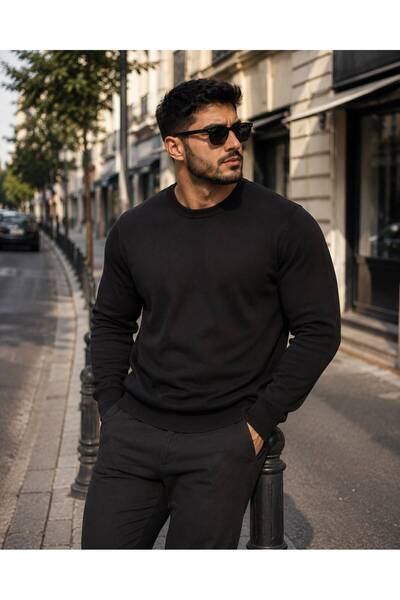 Gül Maison Men's Premium Basic Crew Neck Knitwear Sweater Slim Fit Soft Textu...