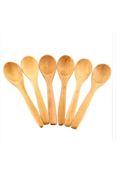 YKP GRUP 6 Adet Ahşap Küçük Tahta Kaşık-15 CM