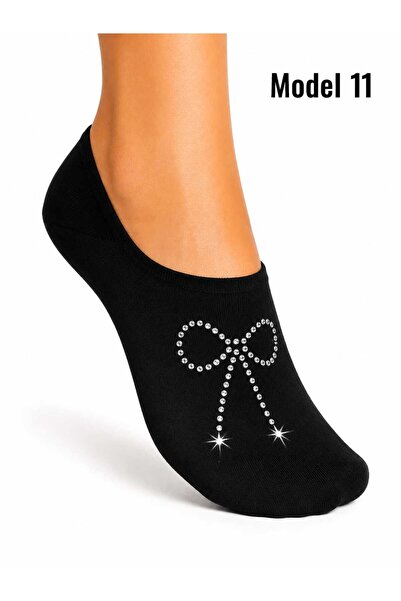 VitaMood Yaşam 1 pair women's lace trimmed ballet flats socks sheer tulle pat...