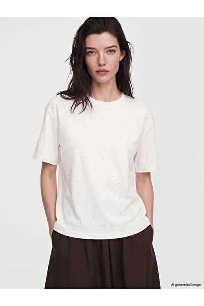 LC Waikiki White stone soft touch women's t-shirt