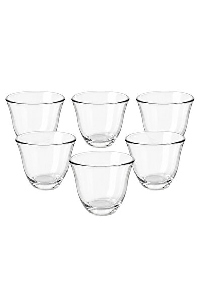 mastergold Arabic Coffee Cups Set, 6-Piece Clear Glass Cups, 85 ml