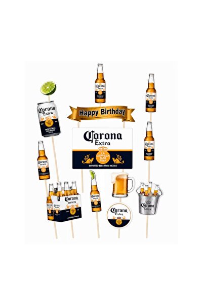 DecoParty Set de decorațiuni pentru tort – Tematică CORONA BEER, 13 piese, Ca...