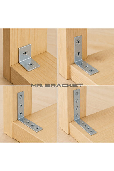 MR.BRACKET 10 ad. L Demir Gönye Köşebent 6x6cm - Mobilya Dolap Raf Masa Köşe Bağlantı Elemanı Sabitleme Aparatı