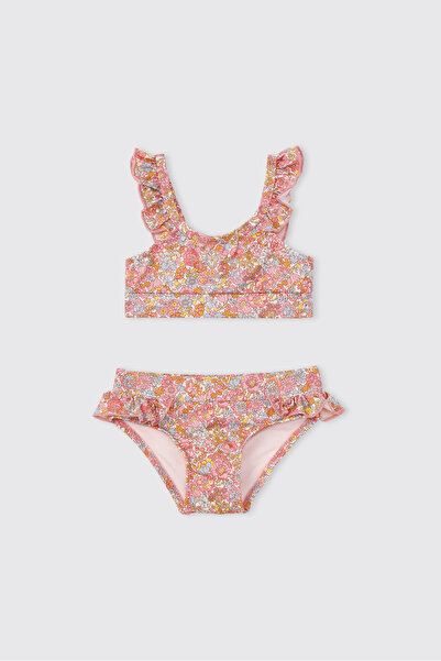Panço Kız Bebek Fırfır Detaylı Somon Bikini