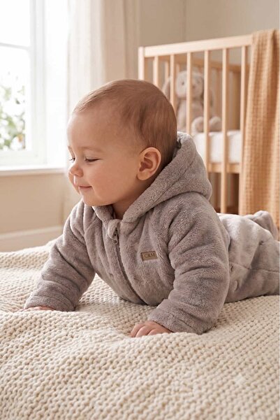 Valia Baby Premium Baby Boy Plush Hooded Jumpsuit