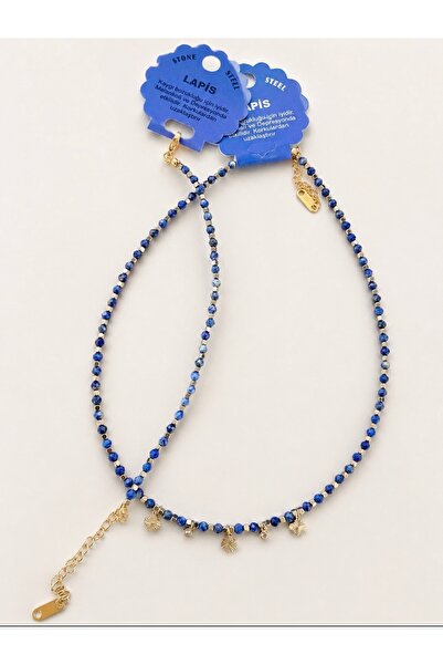 shinora.jewelry Doğal Lapis Lazuli Taşlı Güneş Figürlü Kolye – Altın Renk Pas...