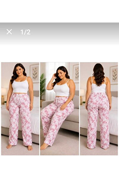 Lady Queen Lycra Ring Viscose Oversize Size Pajama Bottoms 6020