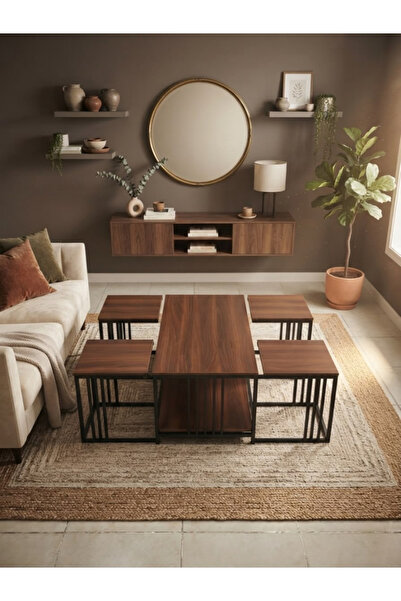 DEC59 Modern 5-Piece Service Table Set (Main Table + 4 Side Tables)