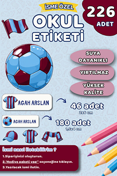 Hume Craft 226 Adet Kişiye Özel Okul Etiketi Kalem Defter Etiketi Özel Isim Y...