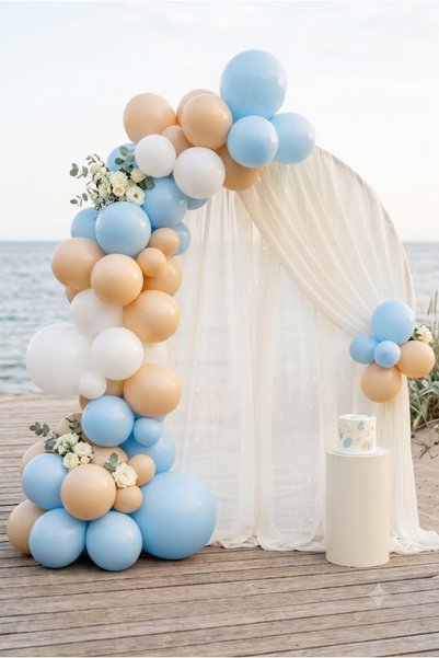 FESTİVALOON Set of 20 Blue Sea Sand White Balloons 11 Inch Birthday Party Decoration