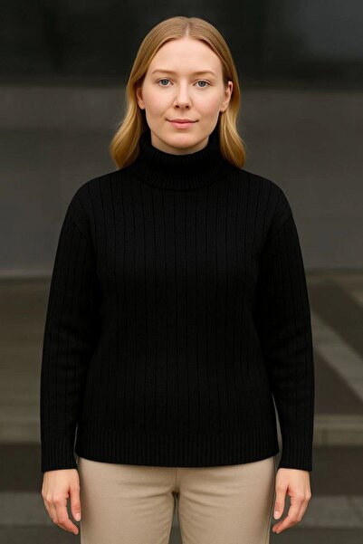Mariposa Secret Women's Full-Length Turtleneck Knitwear Sweater Thick Ribbed ...