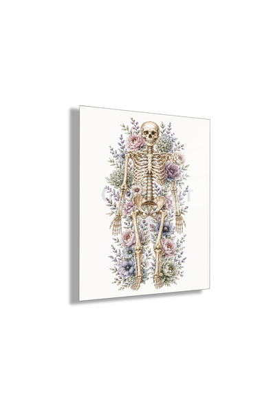 GAAGART Temperli Cam Tablo Lila Çiçekli Anatomik İnsan İskeleti Doktor Odası ...