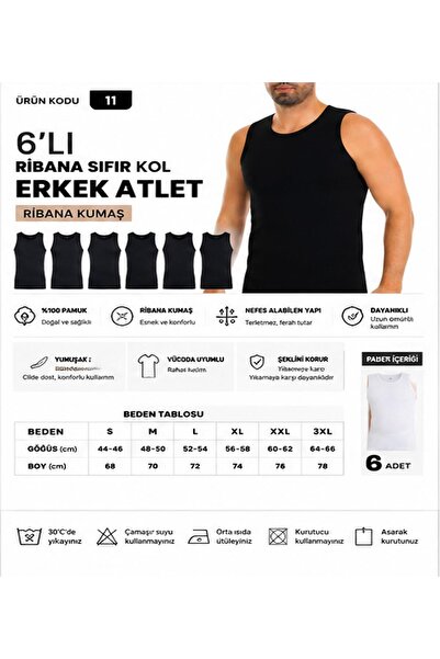 Yıldız Çamaşır Men's Ribbed Zero Sleeve Crew Neck 100% Cotton Undershirt (10-...