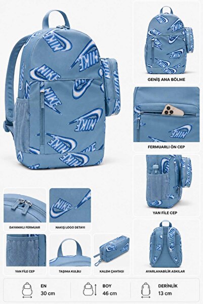 Nike Backpack and School Bag + Pencil Case 30X46X13 cm School Bag Blue